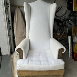 White Restoration Hardware High Wingback Chair