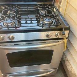 GAS STOVE WORKING PERFECT  STAINLESS STEEL  GE TRABAJANDO 