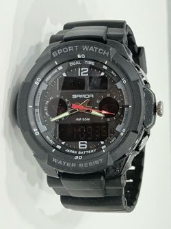 SANDA Men Sport Watch Analog Digital LED Quartz Waterproof Military Wristwatch