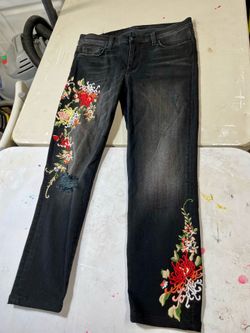 Ladies Hudson jeans 28 embroidered grey