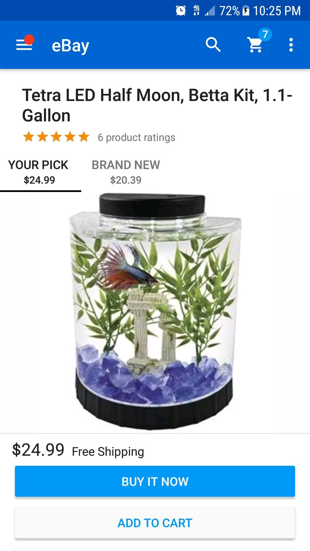 Tetra Betta LED Half Moon Kit, 1.1-gal
