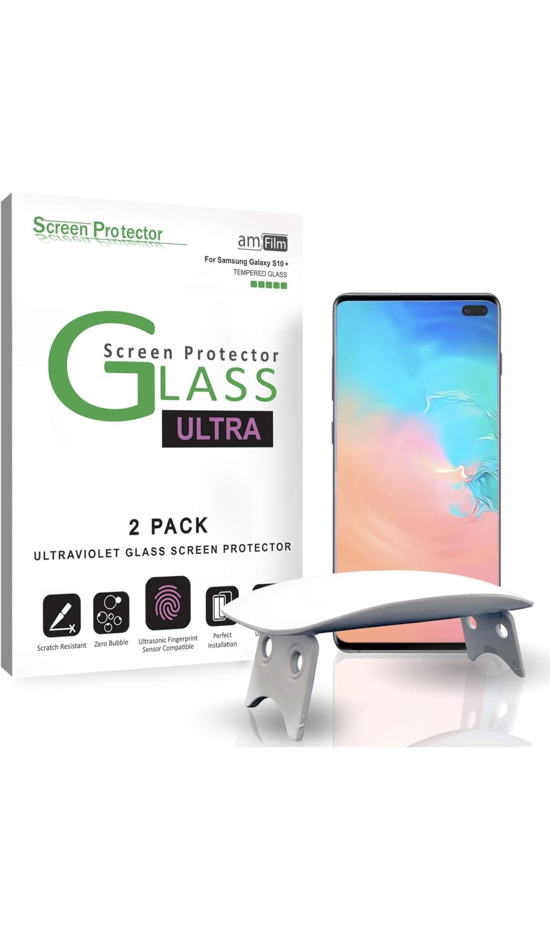 amFilm Ultra Glass Screen Protector for Galaxy S10 Plus, Tempered Glass