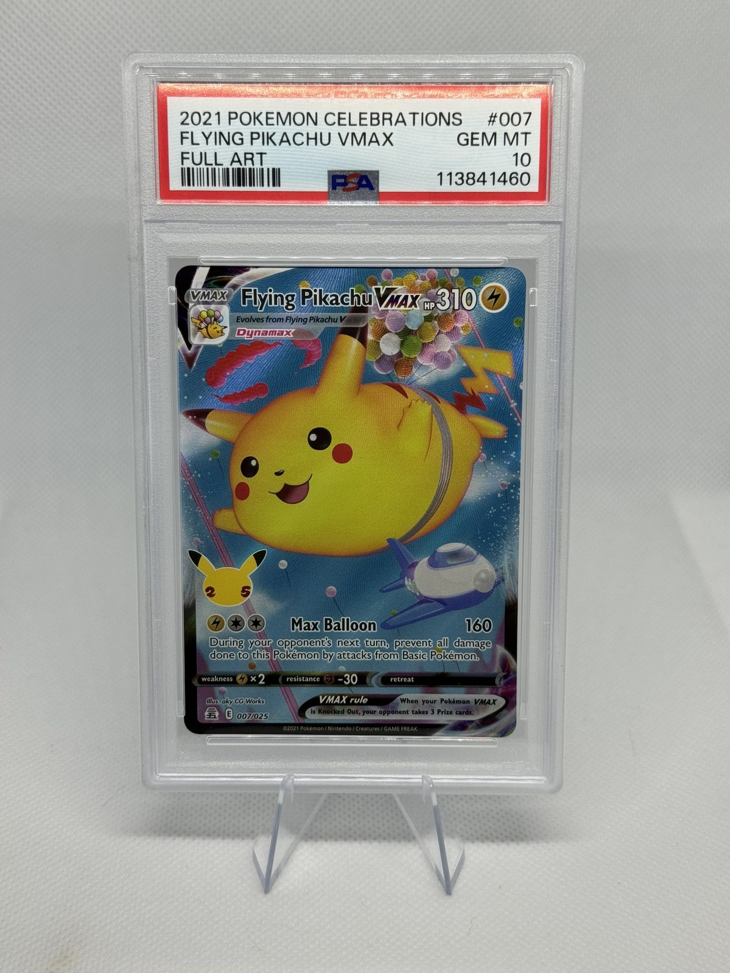 2021 Pokemon Celebrations 007 Full Art/Flying Pikachu Vmax PSA 10