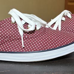 Women’s Ked’s Champion Micro Dot Fashion Sneakers in Beet Red