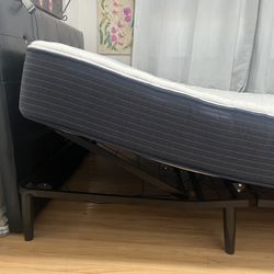 Queen Adjustable Bed Frame, With Mattress, Head Board, Drawer.
