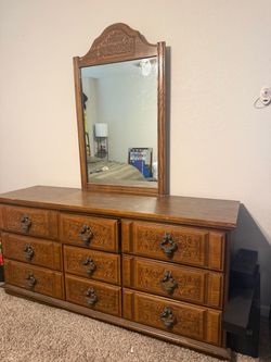 Wood Dresser with Mirror