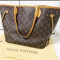 Louis Vuitton Neverfull MM Monogram Canvas Tote Shopping Shoulder Bag 