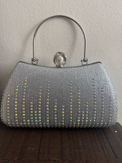 Silver Glitter Evening Clutch Bag