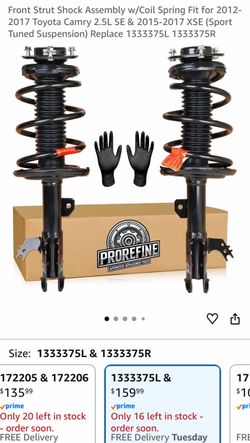 Front Strut Shock Assembly w/Coil Spring Fit for 2012-2017 Toyota Camry 2.5L SE & 2015-2017 XSE (Sport Tuned Suspension) Replace 1333375L 1333375R