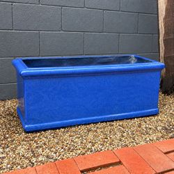 Large Cobalt Blue Glazed Ceramic Planter – 38.5” Rectangular