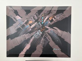 Signed Abstract Mixed Media Painting by Oscar H