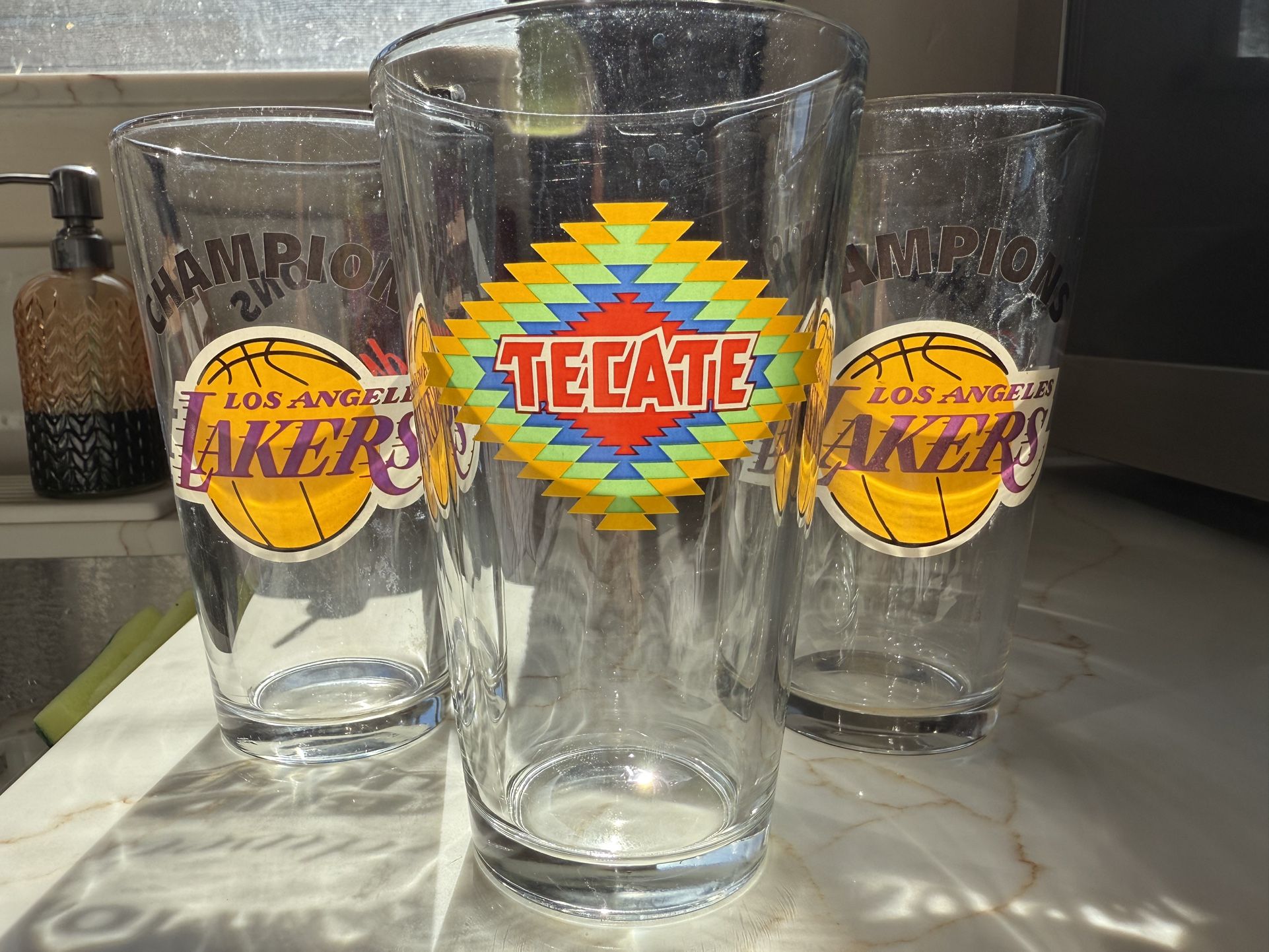 Lakers Glass Beer Cups Tecate Bud light Budweiser