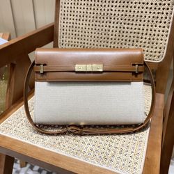 Canvas and leather combination single shoulder bag, dimensions: 29x20.5x7cm
