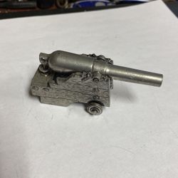 Pewter  Ship Cannon On Wheels  4 Inches  Very Nice