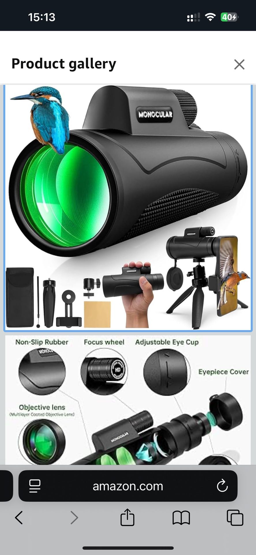 2025 Update - 80x100 Monocular Telescope High Powered for Smartphone High Definition Monoculars for Adults with Adapter/Tripod for Bird Watching Hikin