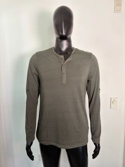 H&M Long Sleeve Shirt Henley (Grey Gray / Men’s Medium)