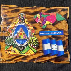 Honduras Carved Wood Custom Made Wall Key Hanging Coat Rack Plaque