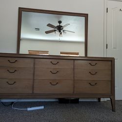 Century Furniture Company Vintage 9-drawer Dresser With Mirror, and Queen-sized Headboard 