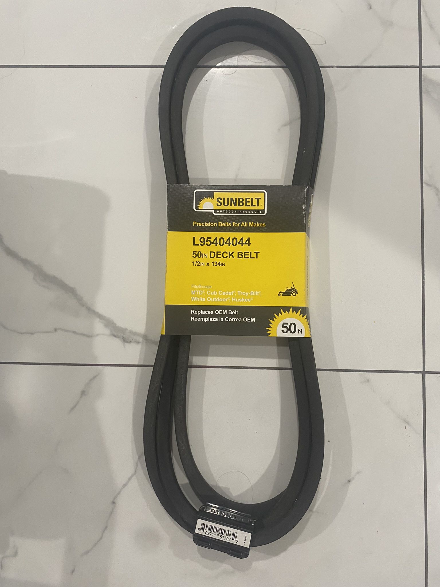 Sunbelt - 50" Deck Belt - L(contact info removed)4 - 1/2" X 134" for MTD, Troy, Cub, White, etc
