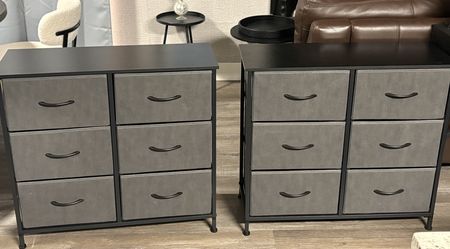 2 Brand New Gray 6 Drawer Fabric Dressers(Sold as Set OR Individually)