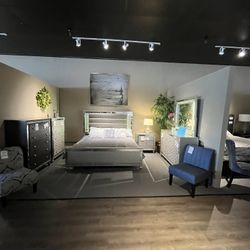 King Bed, Dresser, Mirror And Nightstand 