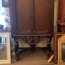 Carved Wood Tv Armoire Cabinet 