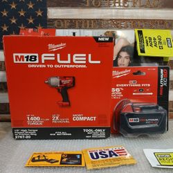 NEW MILWAUKEE M18 FUEL 1/2 IMPACT WRENCH AND BATTERY 