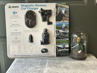 Atomi Qi2 3-in-1 Magnetic Wireless Car Charge Kit, 15W Fast-Charge Phone Mount