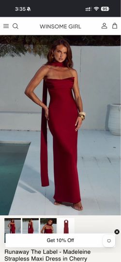 MADELEINE STRAPLESS MAXI DRES CHERRY