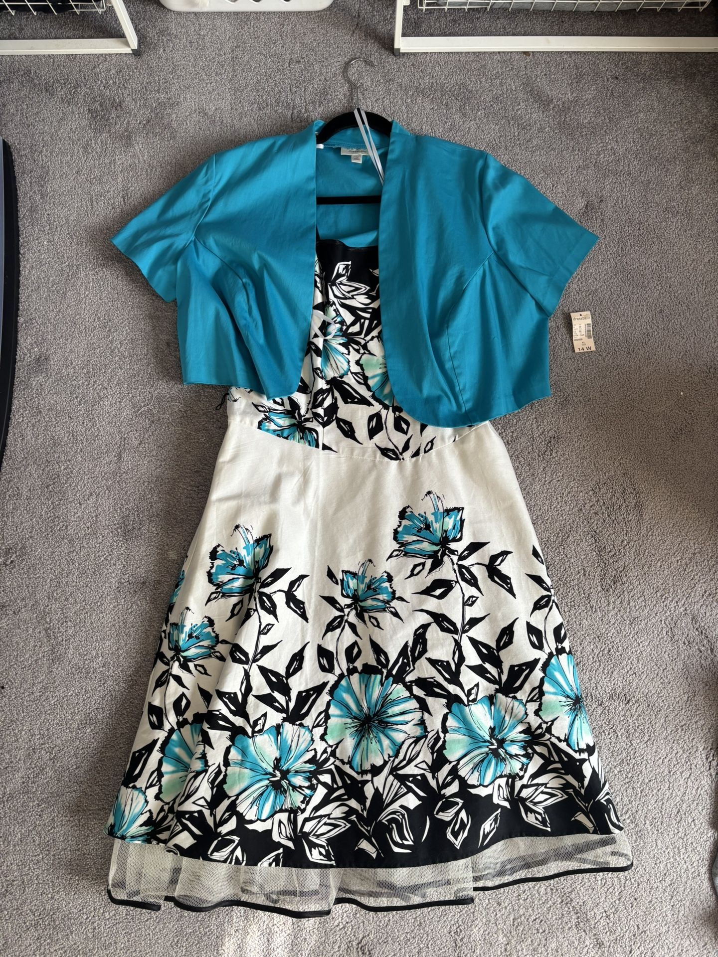 DressBarn White & Blue Floral Dress