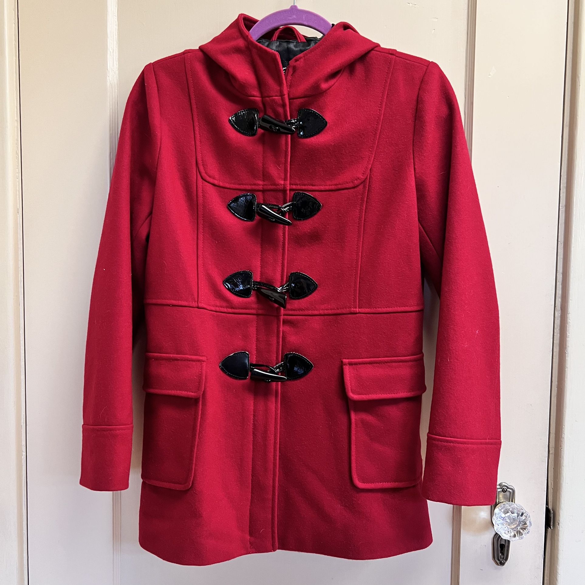 Black Rivet Girls Wool Blend Zippered Red Coat Size L