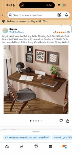 Dogsky Wall Mounted Folding Table, Floating Desk 36x15.7Inch, Fold Down Shelf Wall Mounted with Heavy Iron Brackets, Foldable Table for Launrdy Room, 