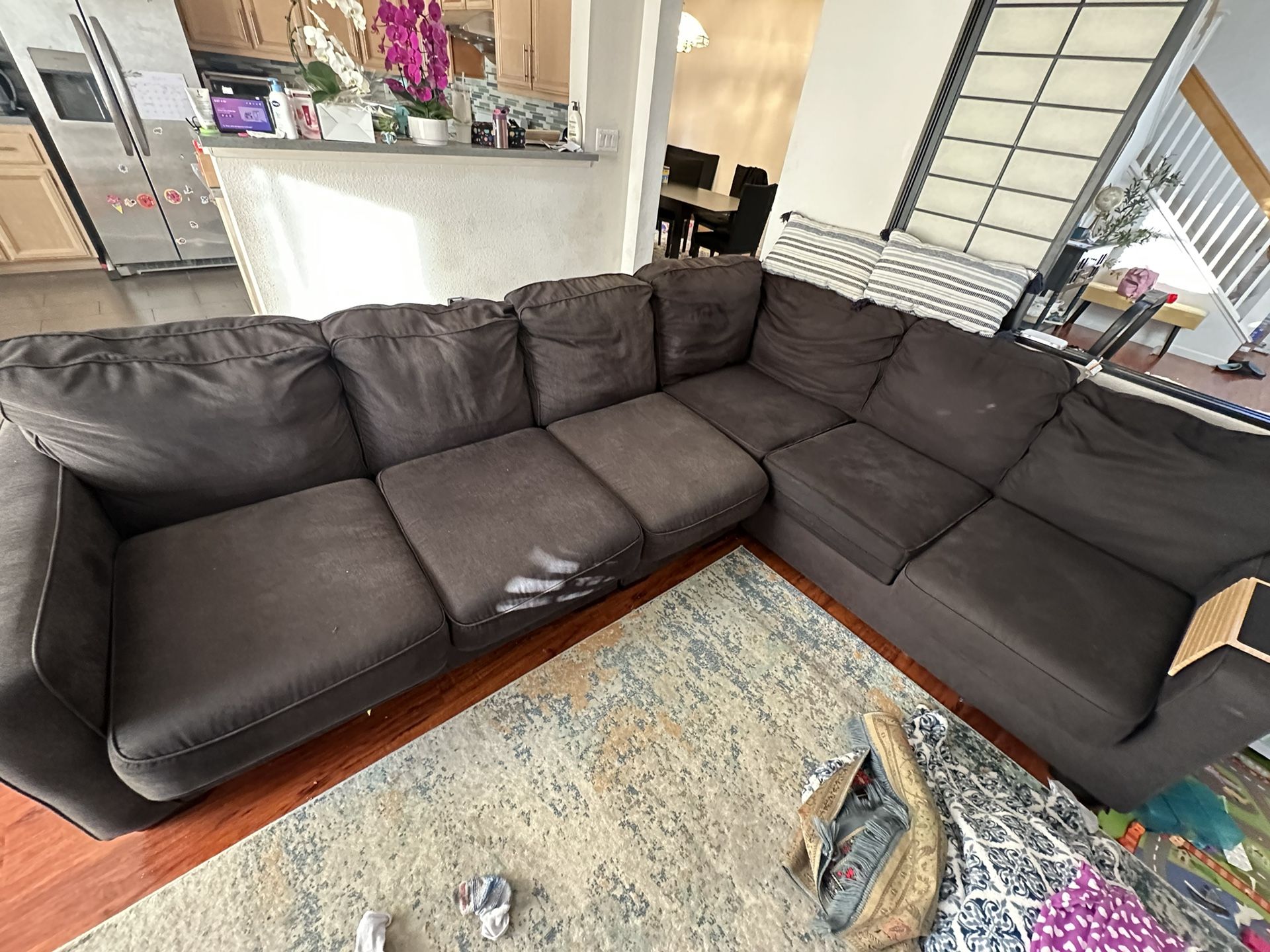 Dark Grey L Shaped Couch