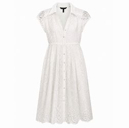 White Eyelet Button-Front Midi Dress Size 2