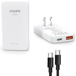 Flat 45W USB C Super Fast Charger with 3.28ft Cable - Dual Port GaN Wall Charger

