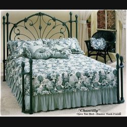 Like New Iron Green French Country Bed frame