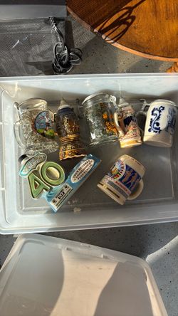 German Beer Steins and a decanter