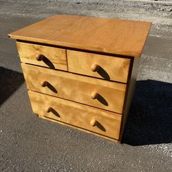 Nightstand End Table Brown Wooden With Drawers