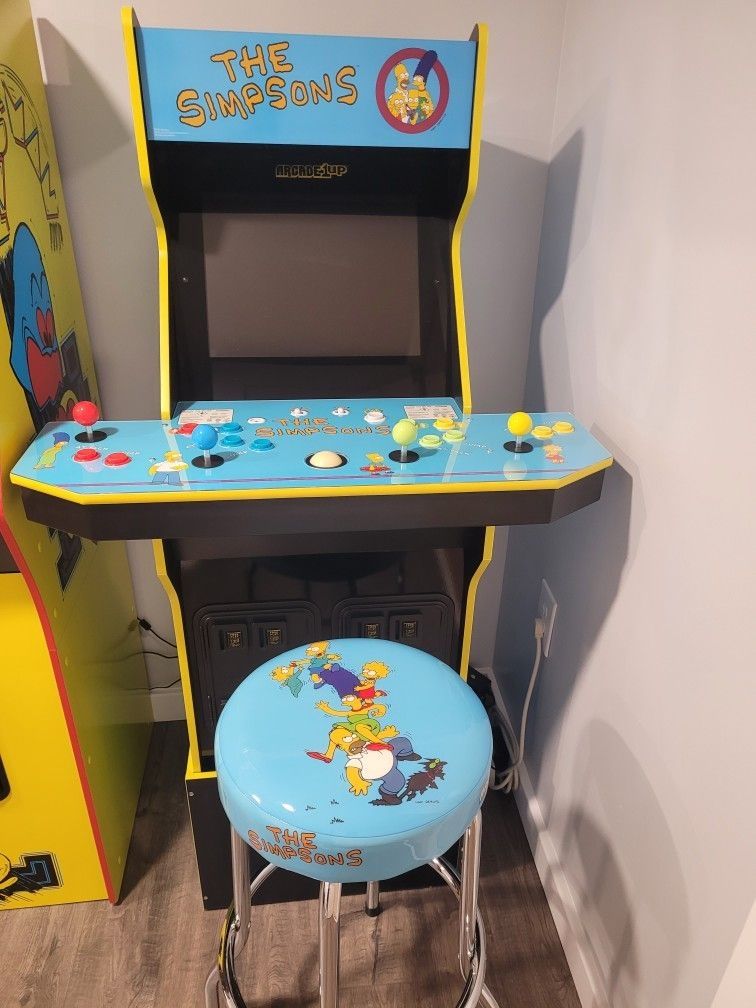 Arcade1Up Simpsons 30th Anniversary Edition Arcade with Stool and Tin Poster