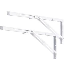 24 Inch Heavy Duty Folding Shelf Brackets – White Collapsible L Brackets for Wall Shelf or Table (2 Pack)
