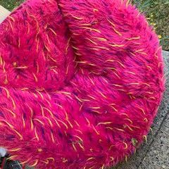 Spiker Pink Faux Fur and Metal Frame Saucer Chair