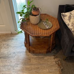 Vintage Rattan Side Table