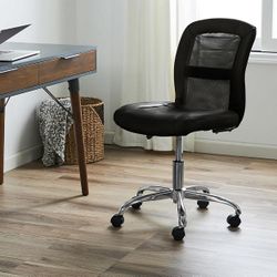💫 Black Mid-Back Vinyl Mesh Task Office Armless Swivel Chair
