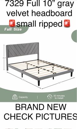 FULL 10” WOOD BED FRAME WITH GRAY HEADBOARD 📣READ ENTIRE AD PLEASE 👉 4075 S 32nd St, Phoenix, AZ 85040
