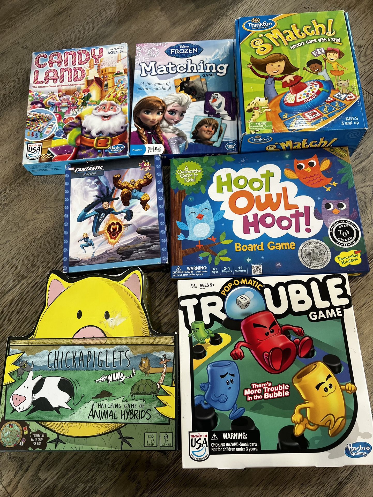 Popular Board games, toys, puzzles, Legos, and electronic alphabet games