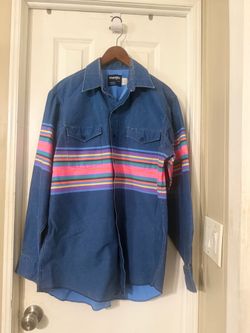 Vintage men’s wrangler western Brushpopper shirt 16-34 x- long tails