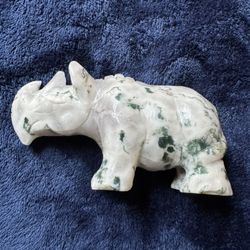 Moss Agate Rhino Carving