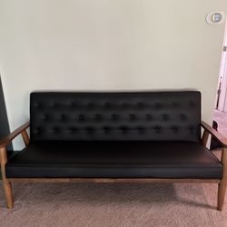 Black 2 Person Leather Couch 