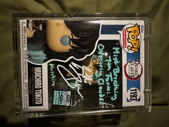 🔥 PSA Certified Griffin Burns Signed Muichiro Tokito Funko Pop w/ Quote – Demon Slayer Auto! 🔥
