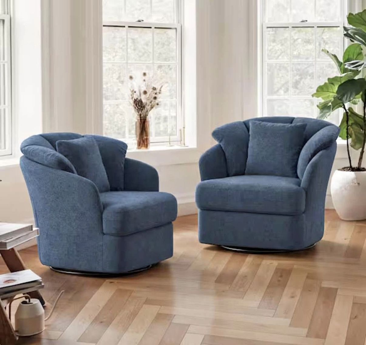 Set of 2,Swivel Barrel Chair Living Room Chair,arm chair Blue